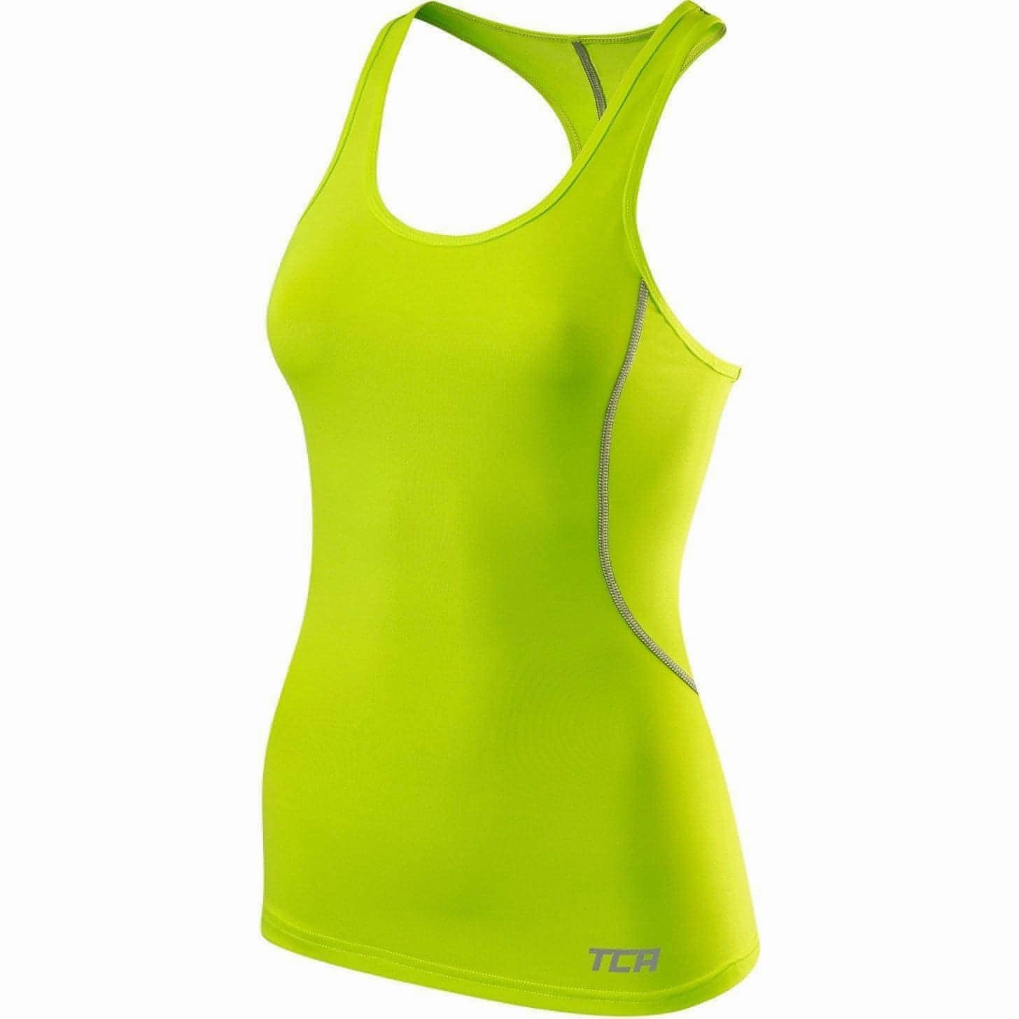 TCA Pro Performance Womens Running Vest Tank Top - Green Non Bulky Profile direction