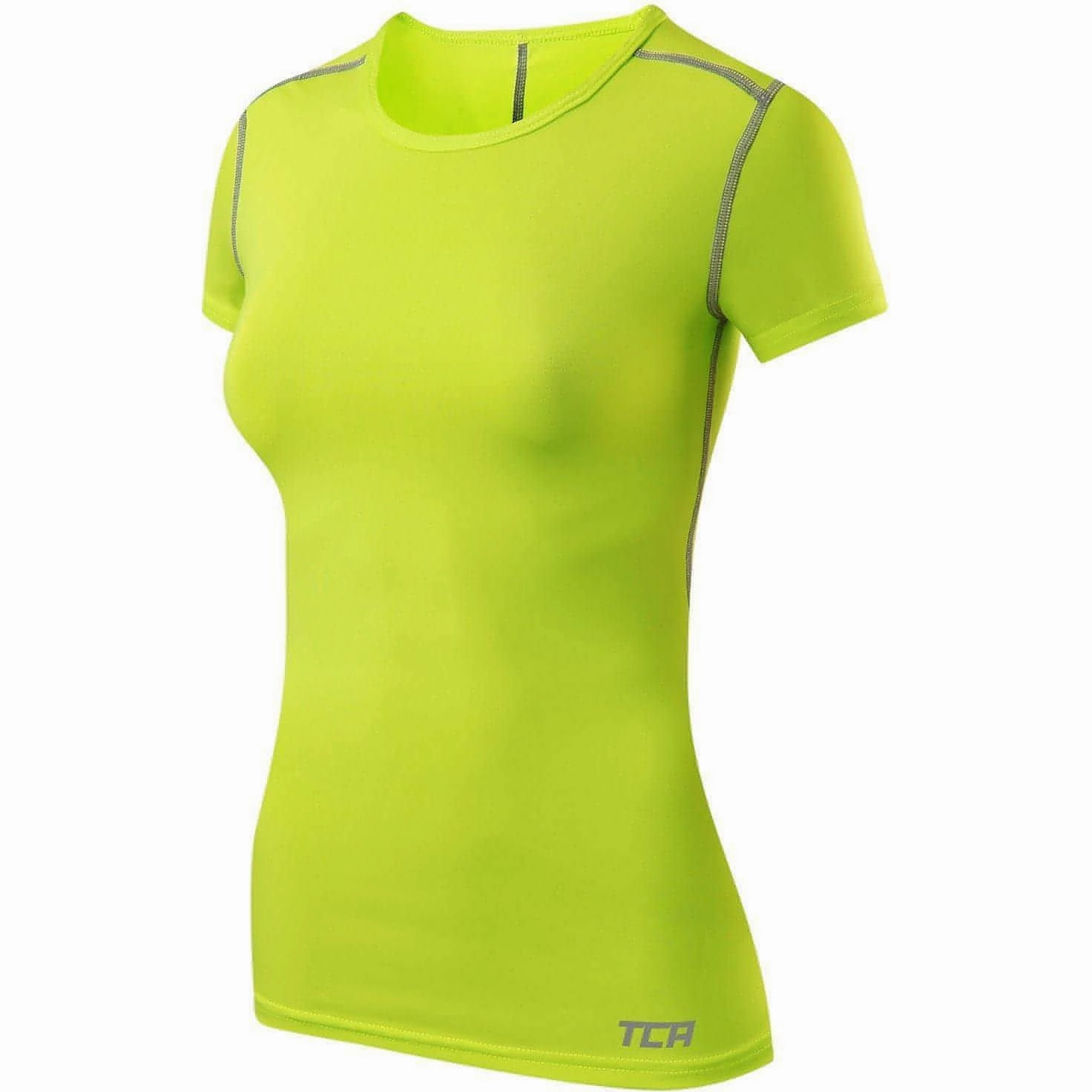 Garment Dyed Finish Soft Layering TCA Pro Performance Womens Short Sleeve Baselayer Running Top - Green