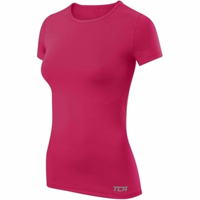 Leisure Casual Easy Layering TCA Pro Performance Womens Short Sleeve Baselayer Running Top - Pink