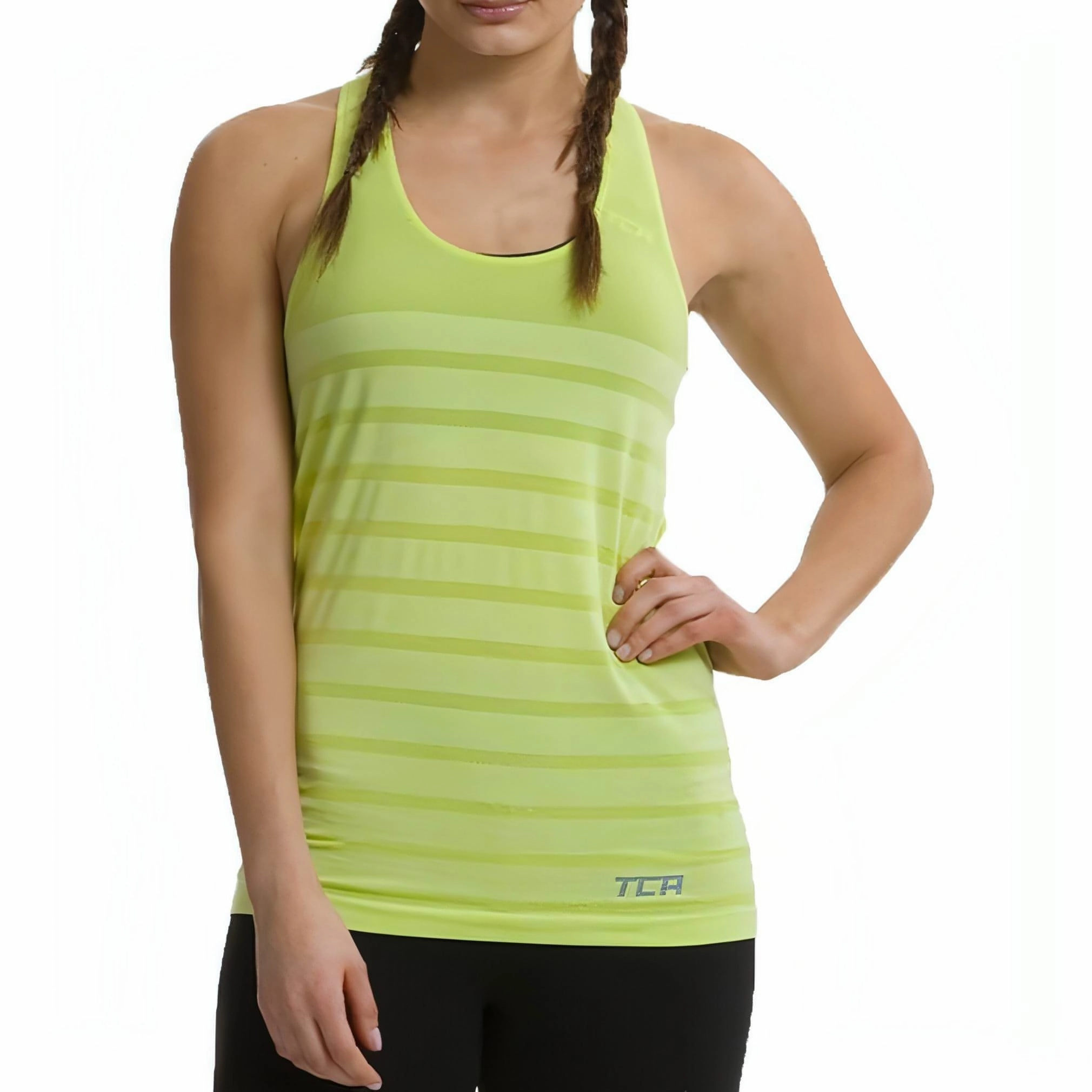 Service Contoured Sleeve Holes TCA QuickDry SuperKnit Womens Running Vest Tank Top - Green