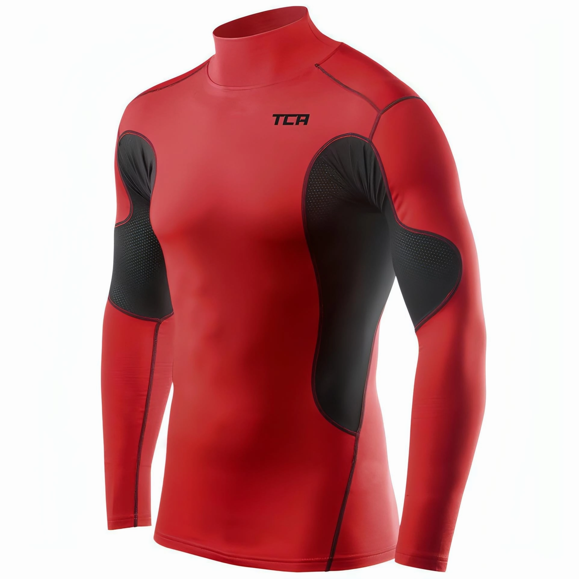 TCA SuperThermal Long Sleeve Mock Junior Compression Top - Red Christmas Child