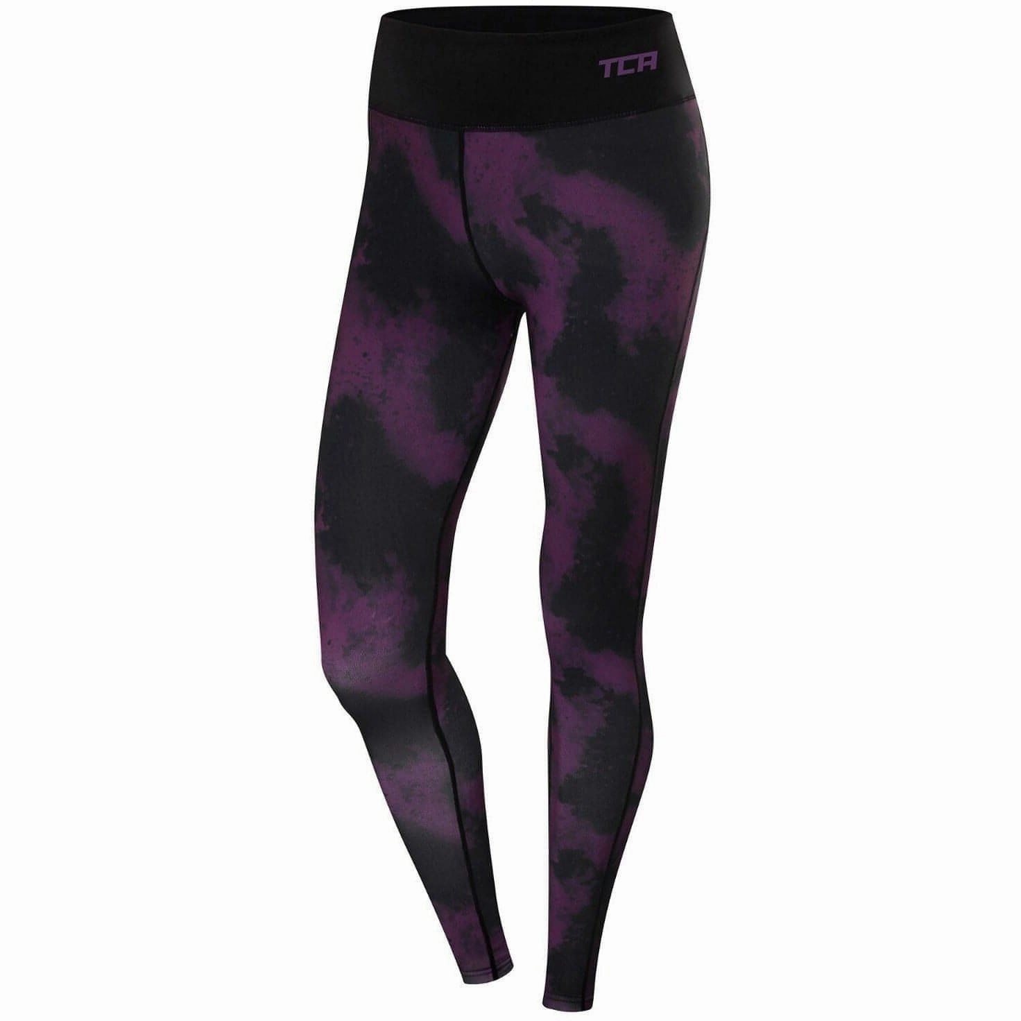 TCA Supreme Graphic Womens Long Running Tights - Purple Super Soft