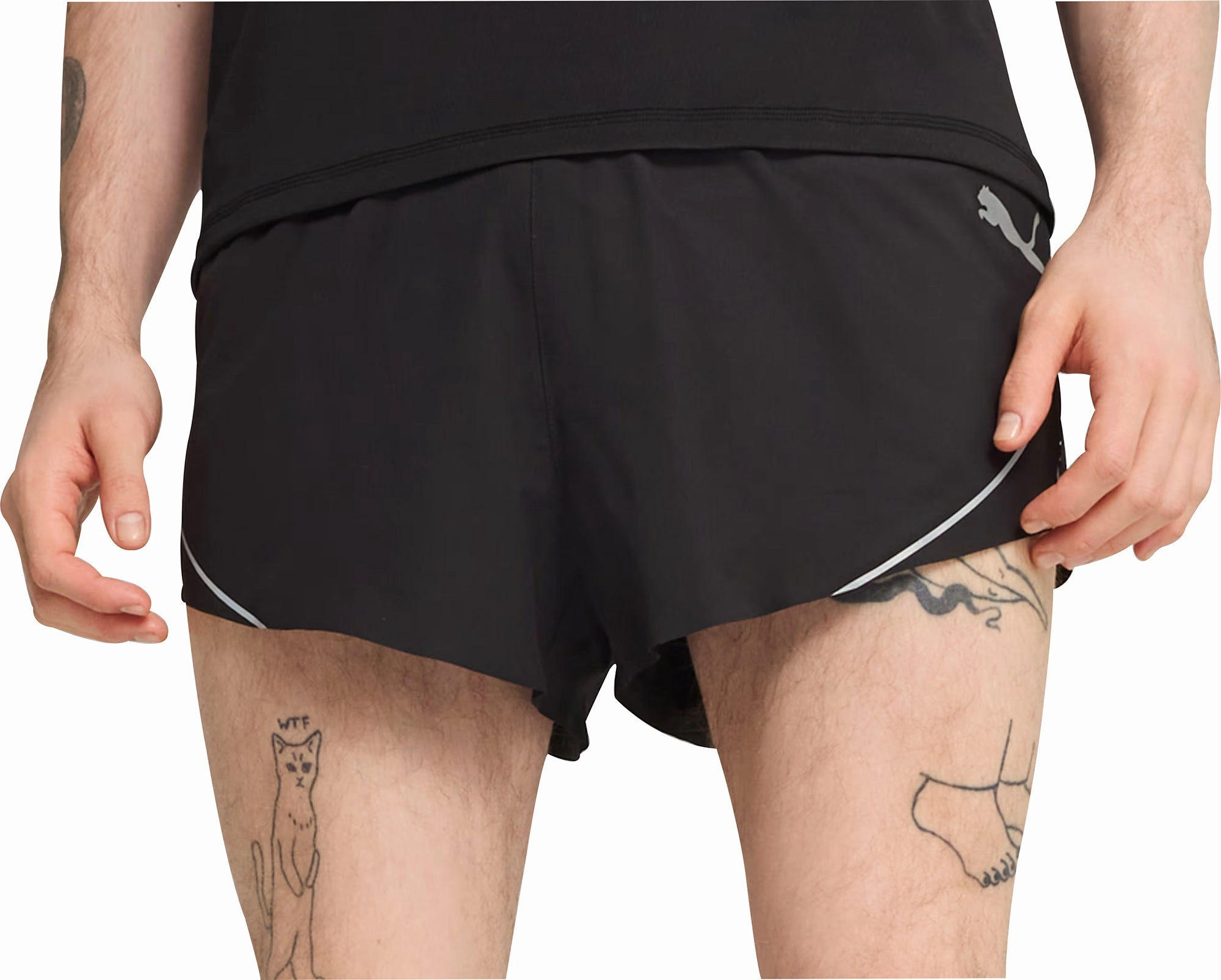 Puma Raceday Ultraweave 3 Inch Split Mens Running Shorts - Black Chill Vibes Fit