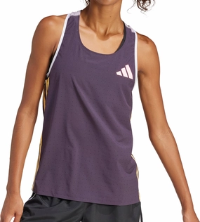 Convertible Collar adidas Adizero Promo Womens Running Vest Tank Top - Purple
