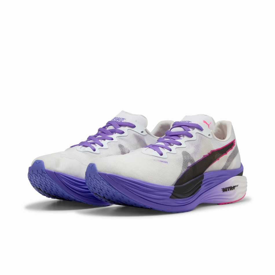 PUMA Men's Deviate NITRO Elite 3 DIGITOKYO Running Shoes in PUMA White/Dark Amethyst AW25 formal - looking running shoes Stability Pad