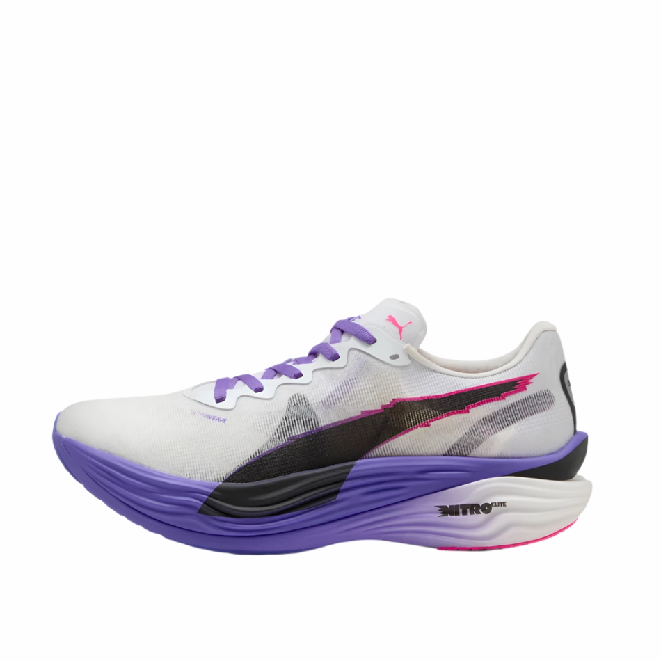 PUMA Men's Deviate NITRO Elite 3 DIGITOKYO Running Shoes in PUMA White/Dark Amethyst AW25 Breathable Airflow Channels