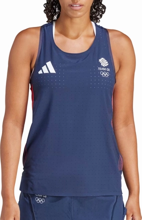adidas Adizero Team GB Womens Running Vest Tank Top - Blue Convertible Style