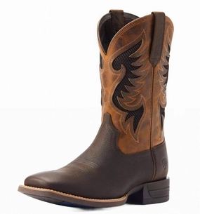 Men's Vettek Cowpuncher Shockshield Boot In Brown/mustard Padded Interior Weekend Wanderer