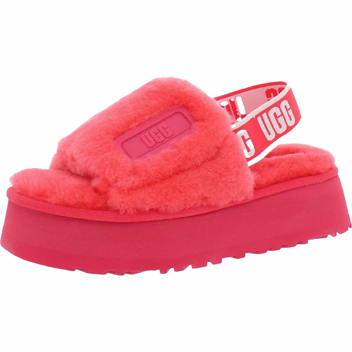 Slip On Design Comfortable Linings Disco Slide Womens Shearling Flatform Slingback Slippers