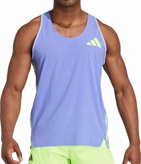 with hoods sedentary adidas Adizero Promo Mens Running Vest - Blue