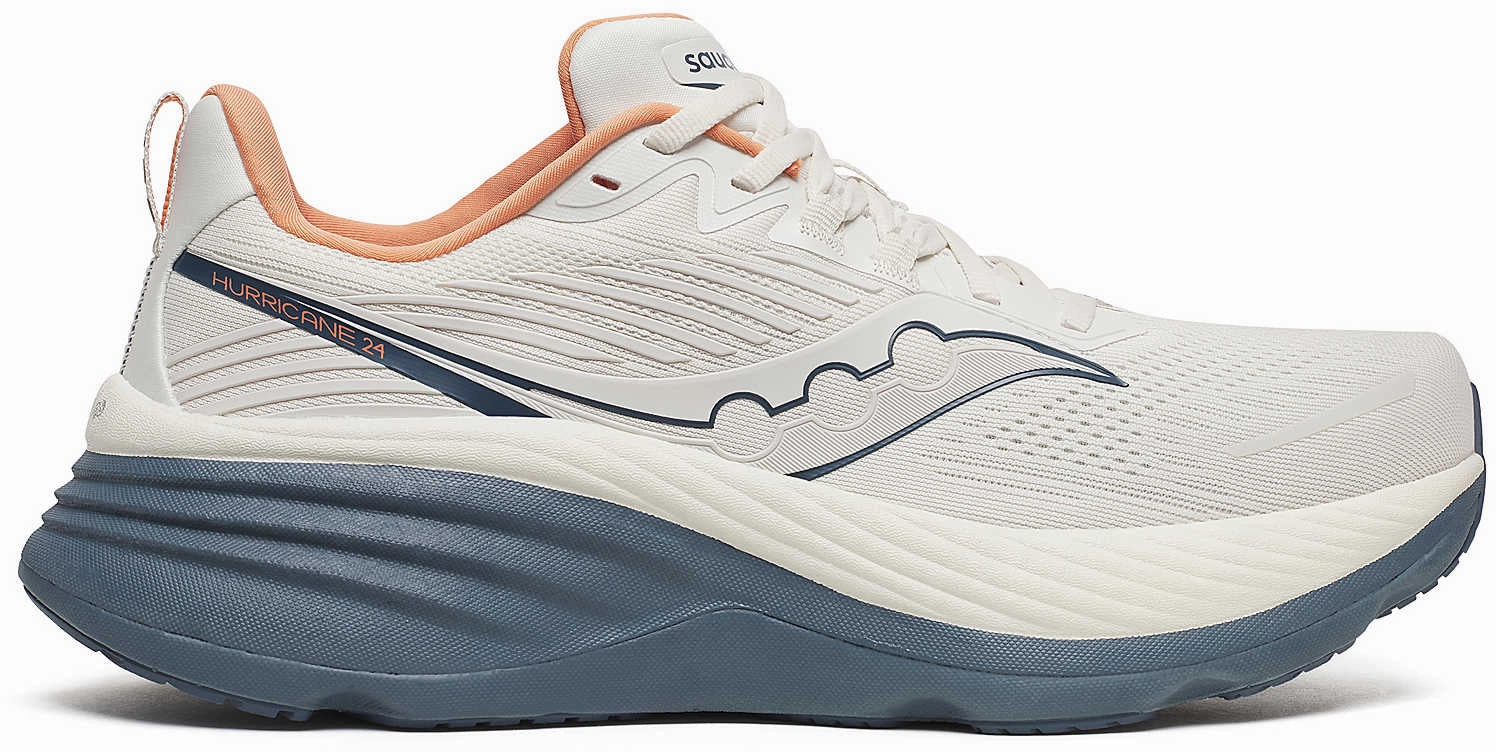 Geometric Flex Grooves Saucony Hurricane 24 Mens Running Shoes - White