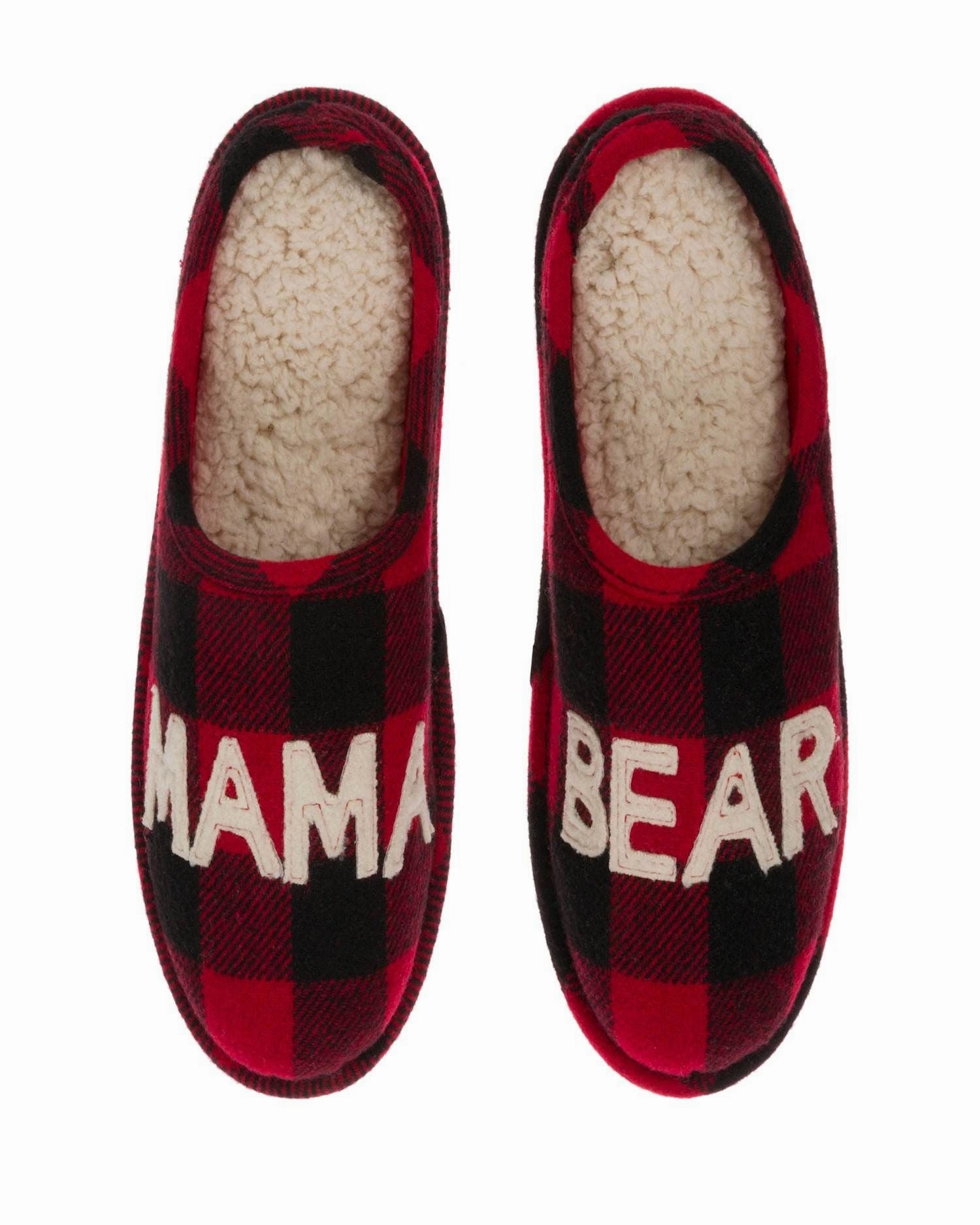 Dearfoams Women's Buffalo Check Mama Bear Mom Clog House Slipper Stylish Features Thong Style