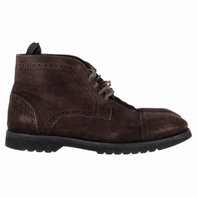 Tom Ford Laser Cut Lacer-Up Chukka Boots in Brown Suede Anti-odor technology