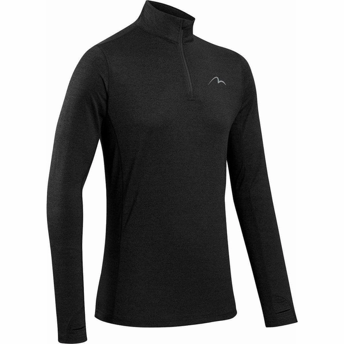 More Mile Core Half Zip Long Sleeve Mens Running Top - Black Luxury Brand