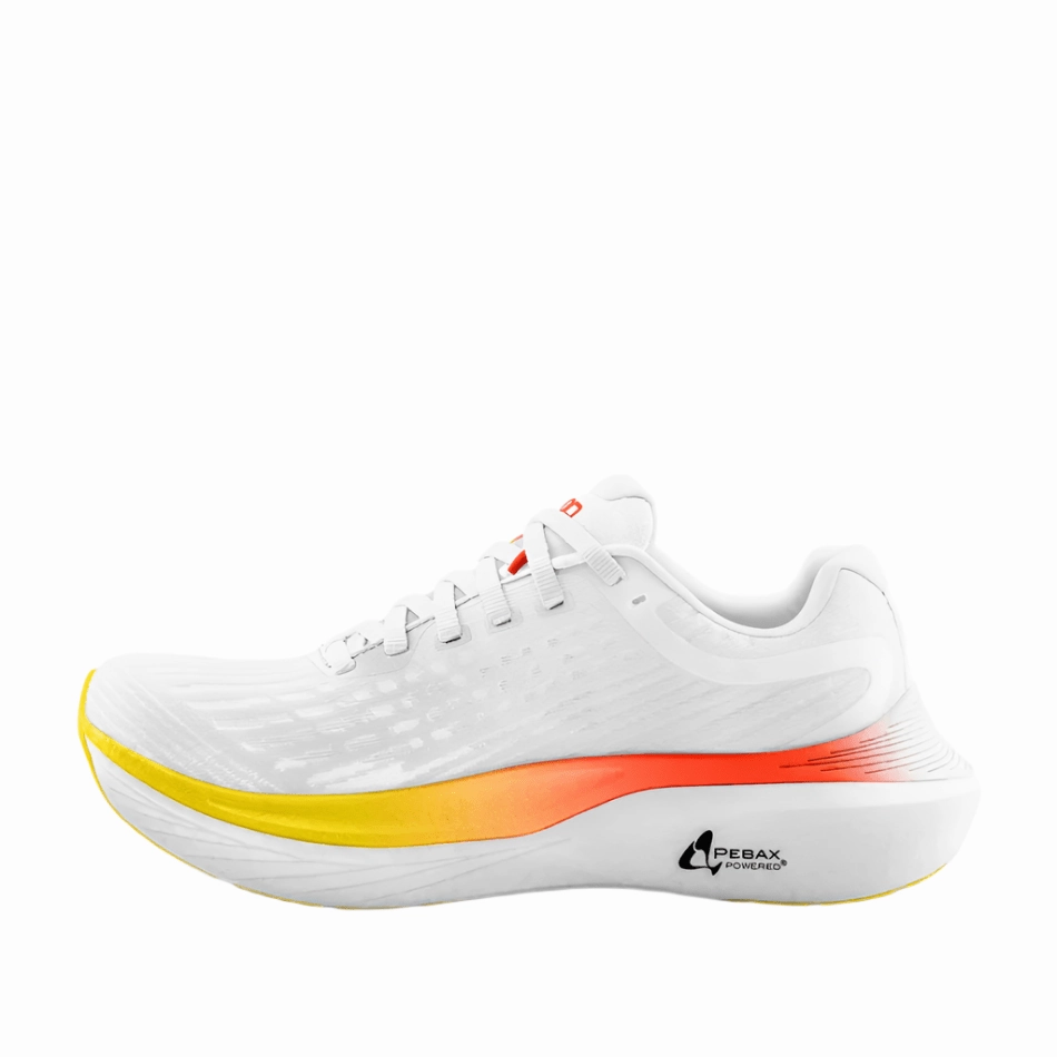 Durable outsole traction Topo Men's Specter 2 Running Shoes in White/Sunset SS25