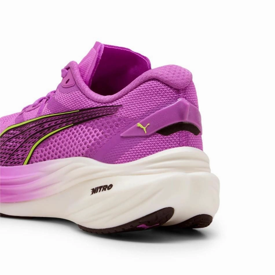 frisbee shoes genuine - leather - upper shoes Puma Women's Deviate NITRO 3 Running Shoes in Pure Magenta/Yellow Alert/Puma White SS25