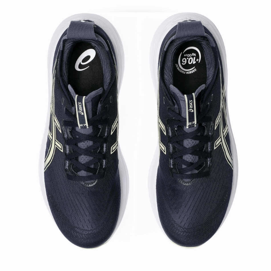 ASICS Men's GEL-NIMBUS 27 Running Shoes in Midnight/Vanilla AW25 Drop In Midsole ultramarathon running