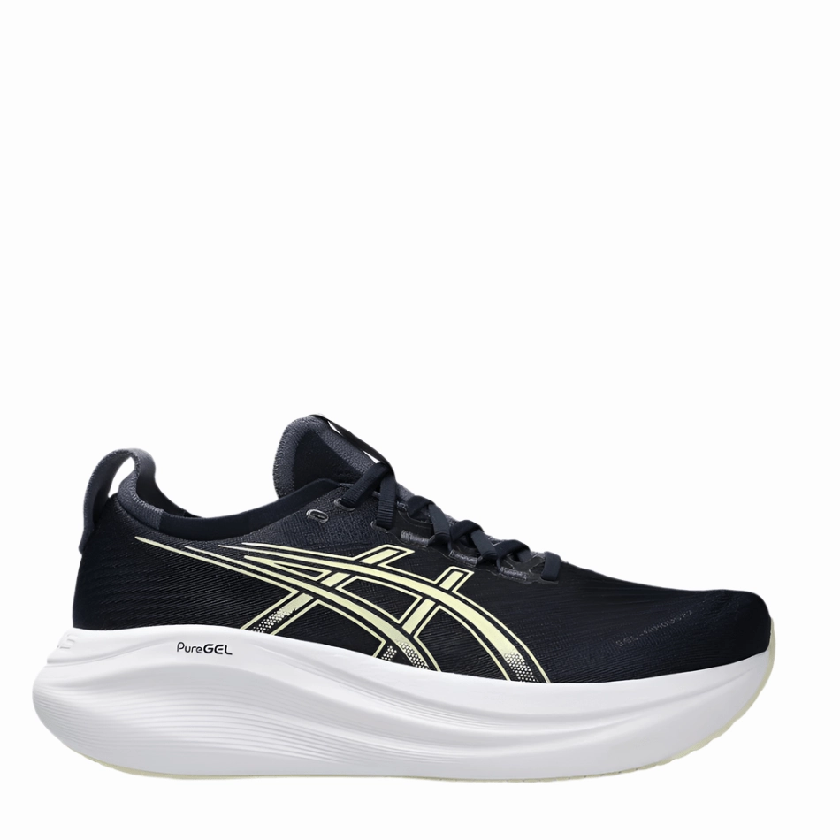 mountain - climate shoes ASICS Men's GEL-NIMBUS 27 Running Shoes in Midnight/Vanilla AW25