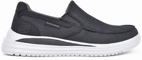 Skechers Proven Suttner Canvas Slip On Mens Walking Shoes - Black Lightweight Option Waterproof gear