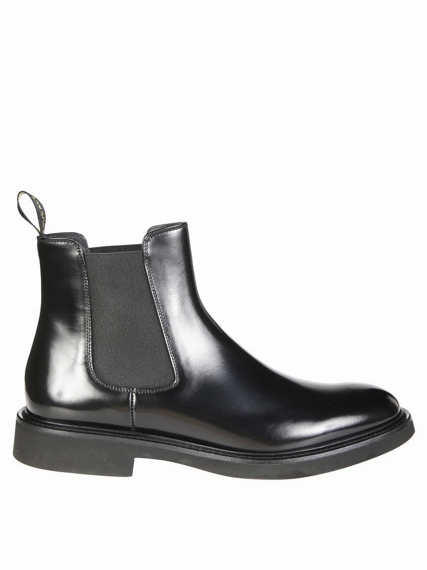 Flexibility Design Polished Leather Ankle Boots With Elastic Side Panels