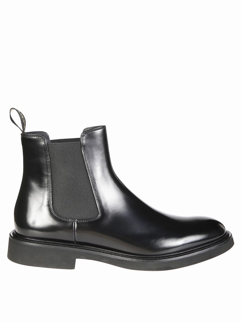 Minimalist Appeal ventilation channels Polished Leather Ankle Boots With Elastic Side Panels