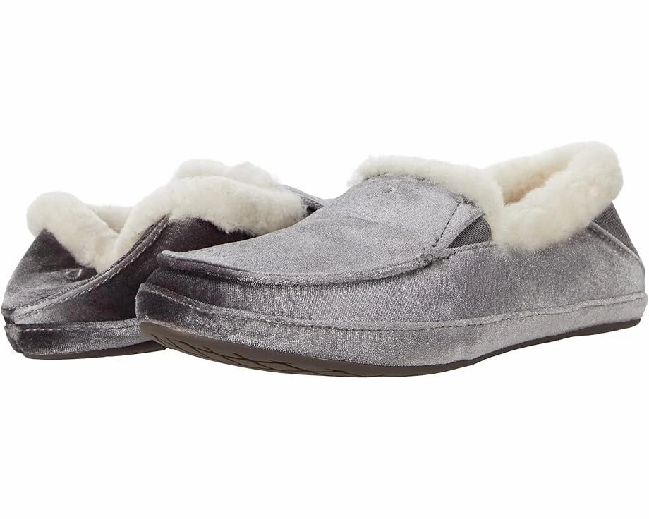 OluKai Ku'una Lanui 20458-2626 Women's  Charcoal Fur Lined Slipper JOBB1281 Easy Clean Surface Multi Directional Tread