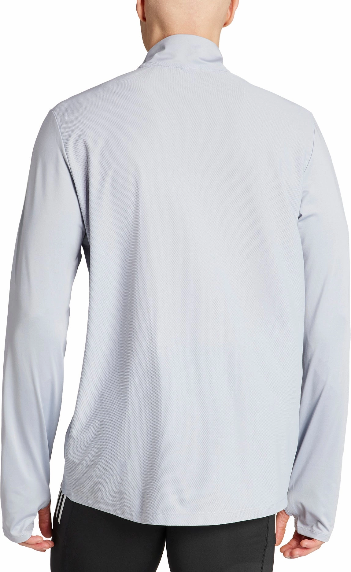 adidas Own The Run Half Zip Long Sleeve Mens Running Top - Grey Scoop neck Dry - Cleanable
