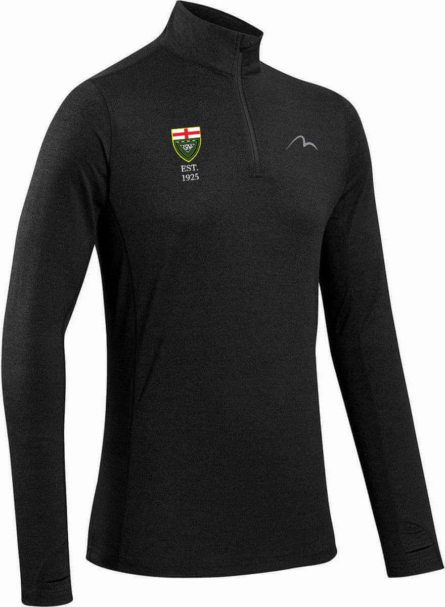storage room More Mile Core ESAA Half Zip Long Sleeve Mens Running Top - Black