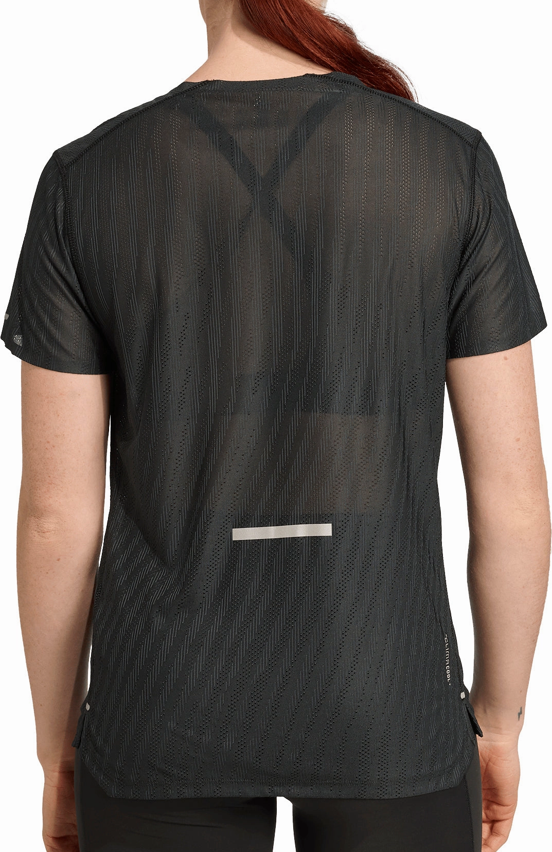 adidas ADI365 ClimaCool  Short Sleeve Womens Running Top - Black Cozy Waistband