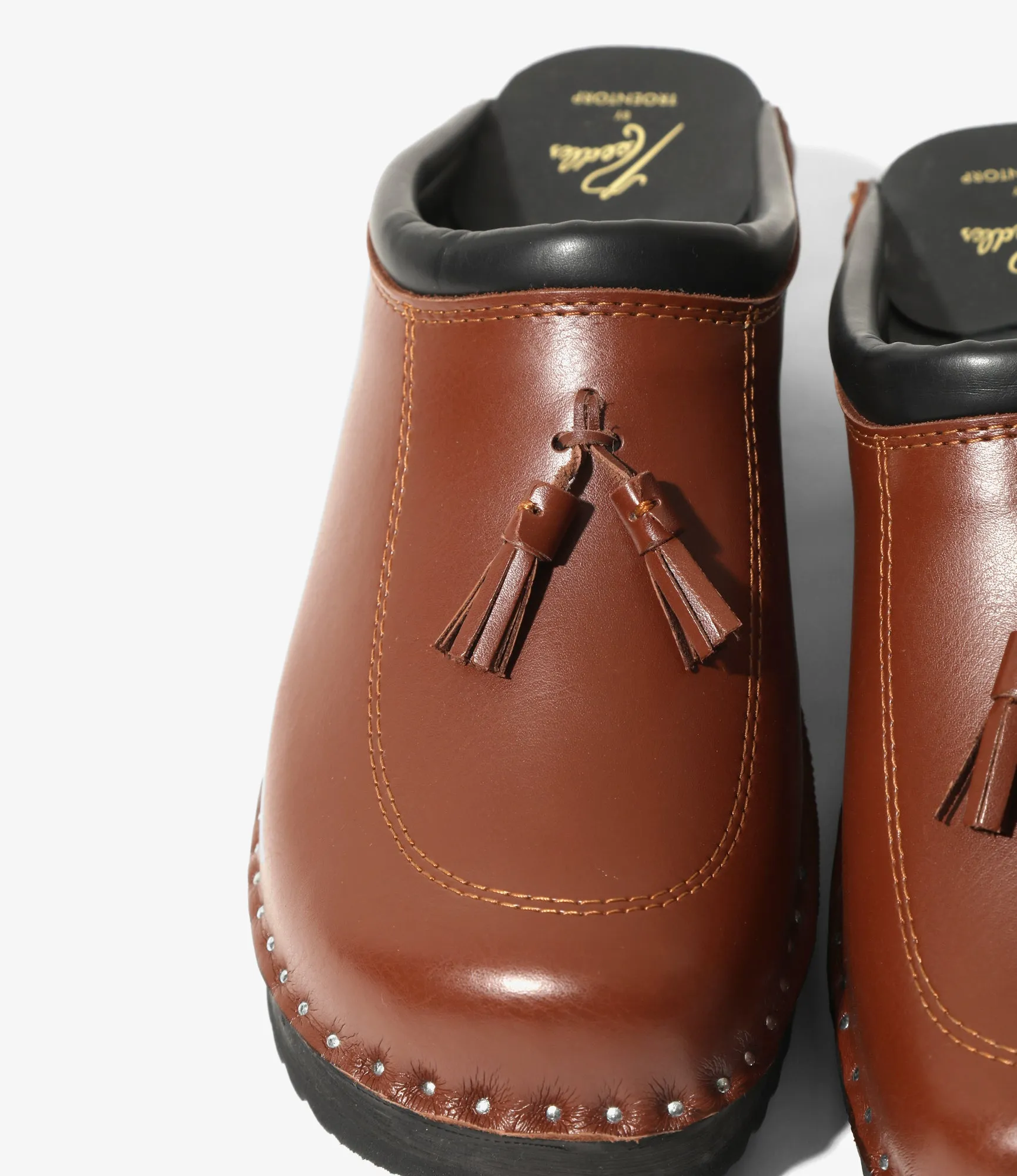 Slip On Style Twin Tassel 'Monet' Clog ?C?Brown Leather