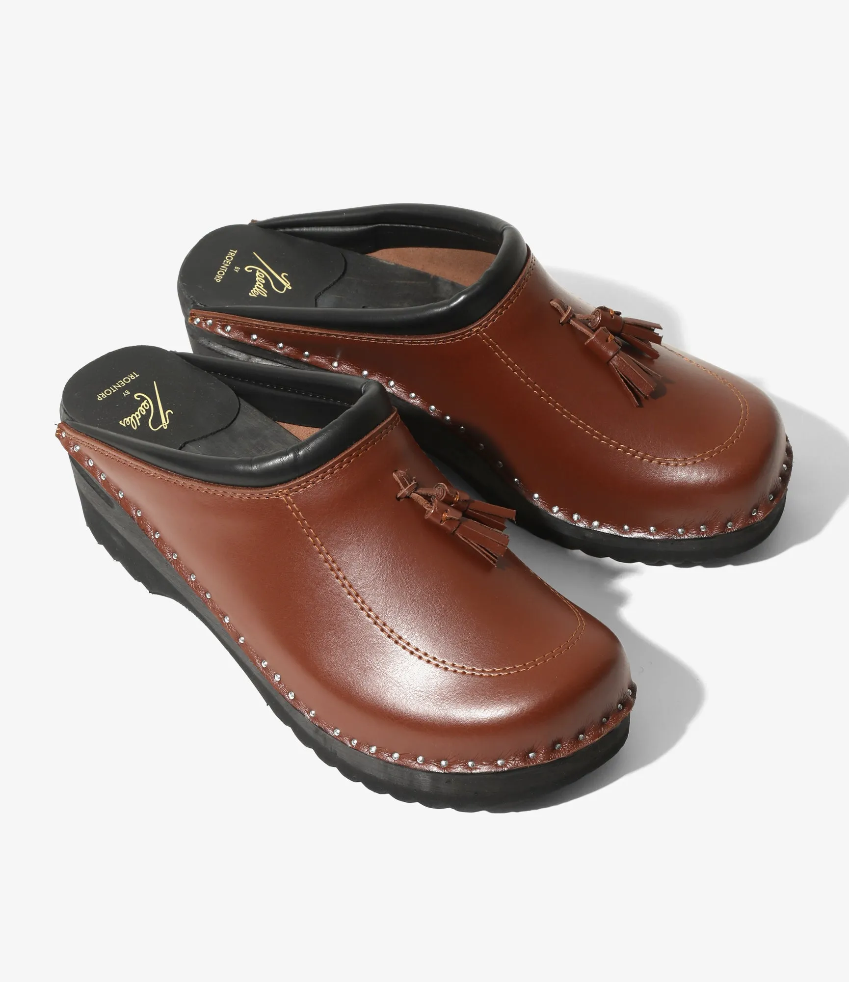 Twin Tassel 'Monet' Clog ?C?Brown Leather Non Slip Outsole Vegan Material Options
