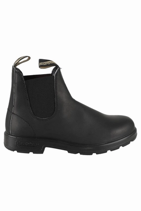 anti-odor Black Leather Boot With Elastic Side Panels