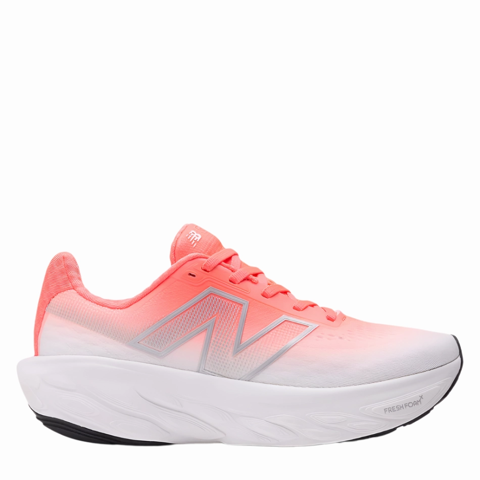 New Balance Women's 1080 v14 D Wide Fit Running Shoes in Urgent Red/Silver Metallic/Light Silver Metallic AW25 Sturdy Construction Thermoregulating Innovation