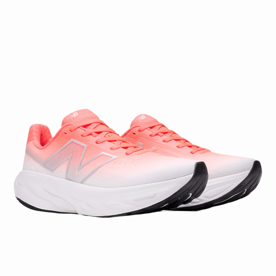 gym - goer shoes New Balance Women's 1080 v14 D Wide Fit Running Shoes in Urgent Red/Silver Metallic/Light Silver Metallic AW25