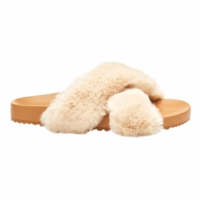 Reliable Comfort Coconuts by Matisse Seasons Slipper Women's Beige Faux Fur Slip-On Slide JOBB560