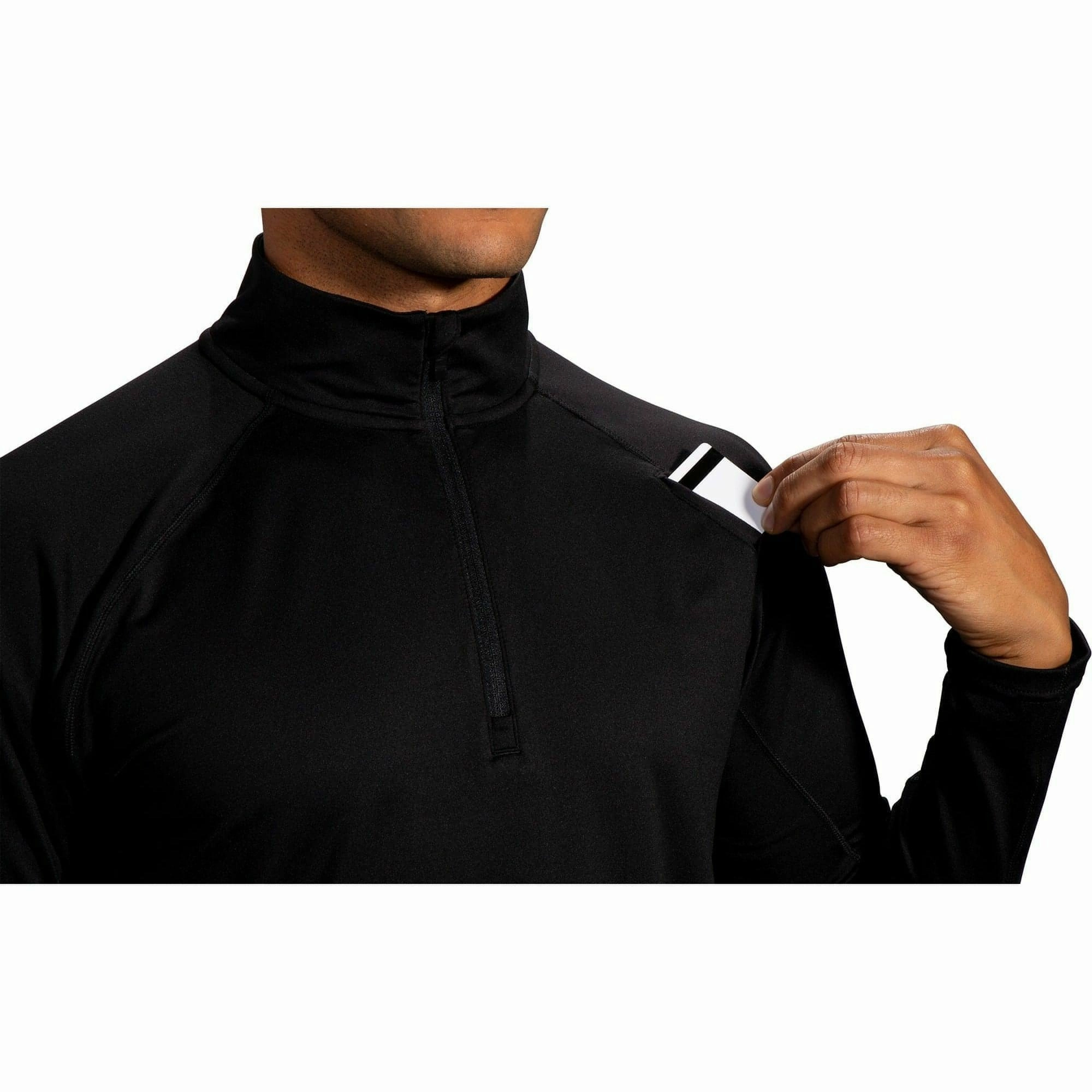Earrings Yoga - wear Brooks Dash Half Zip Long Sleeve Mens Running Top - Black
