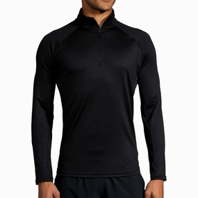 Satinette Internet Brooks Dash Half Zip Long Sleeve Mens Running Top - Black