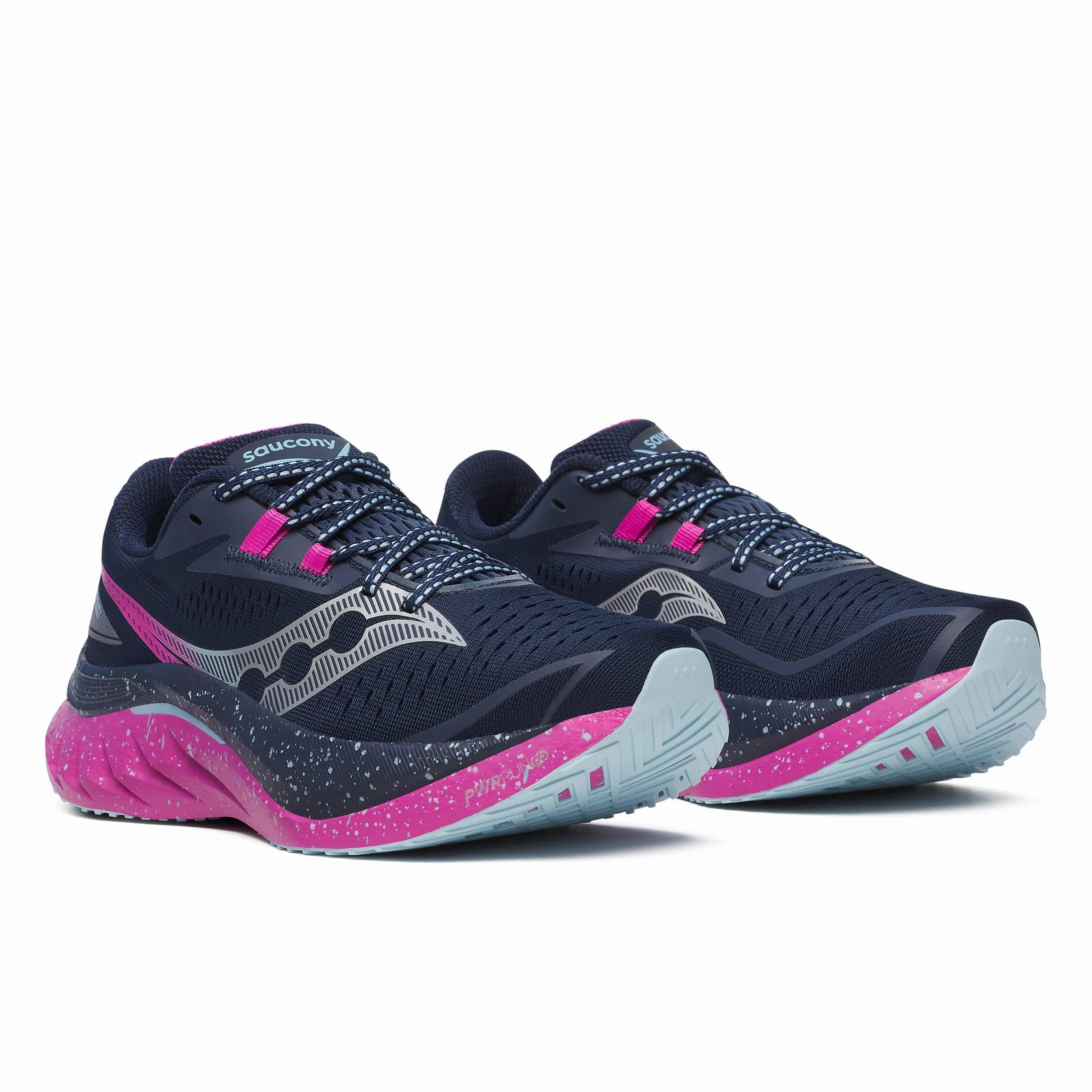 Saucony Women's Endorphin Speed 4 Running Shoes in Navy/Fuchsia SS25 frisbee shoes muddy terrain
