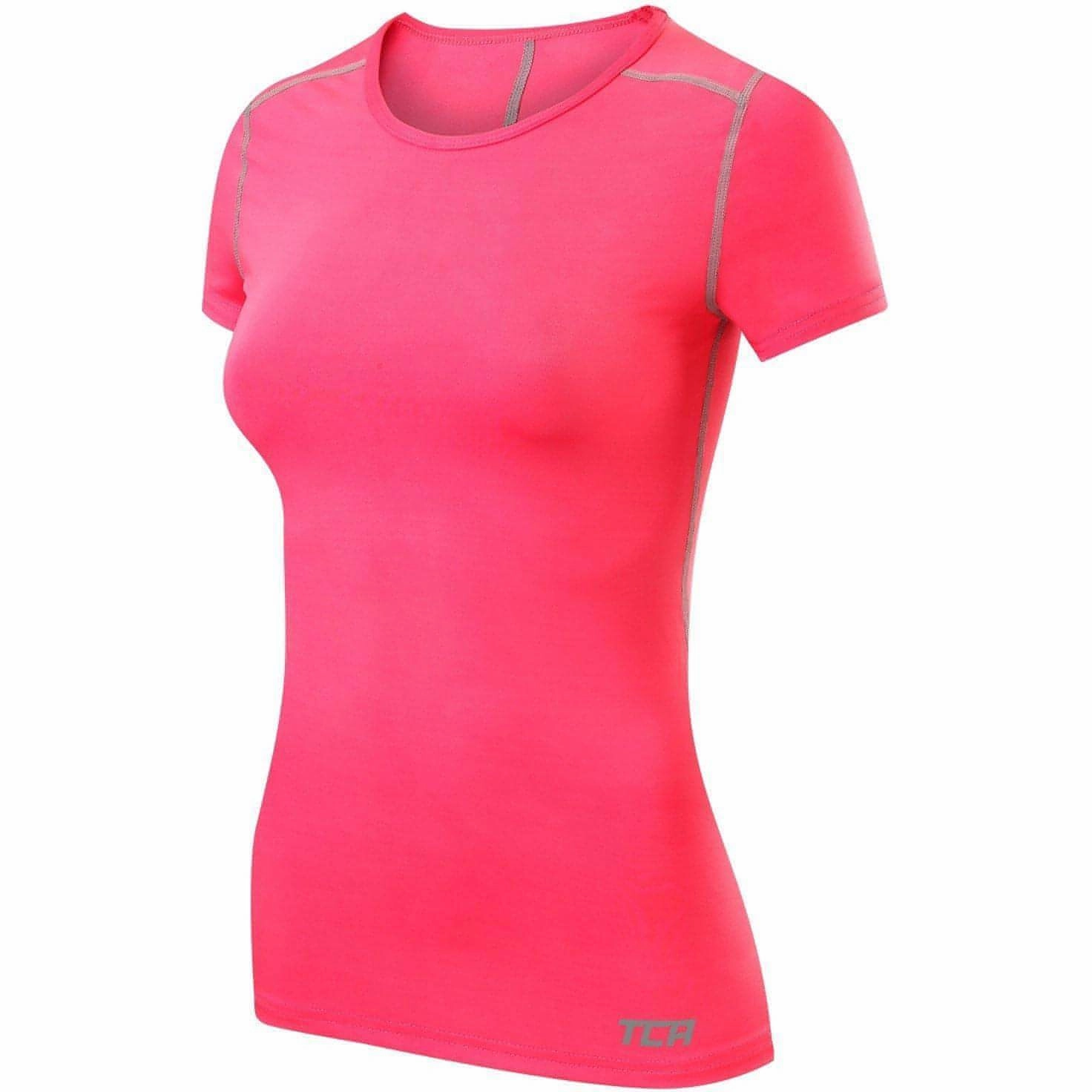 Layering Comfort Wear TCA Pro Performance Womens Short Sleeve Baselayer Running Top - Pink