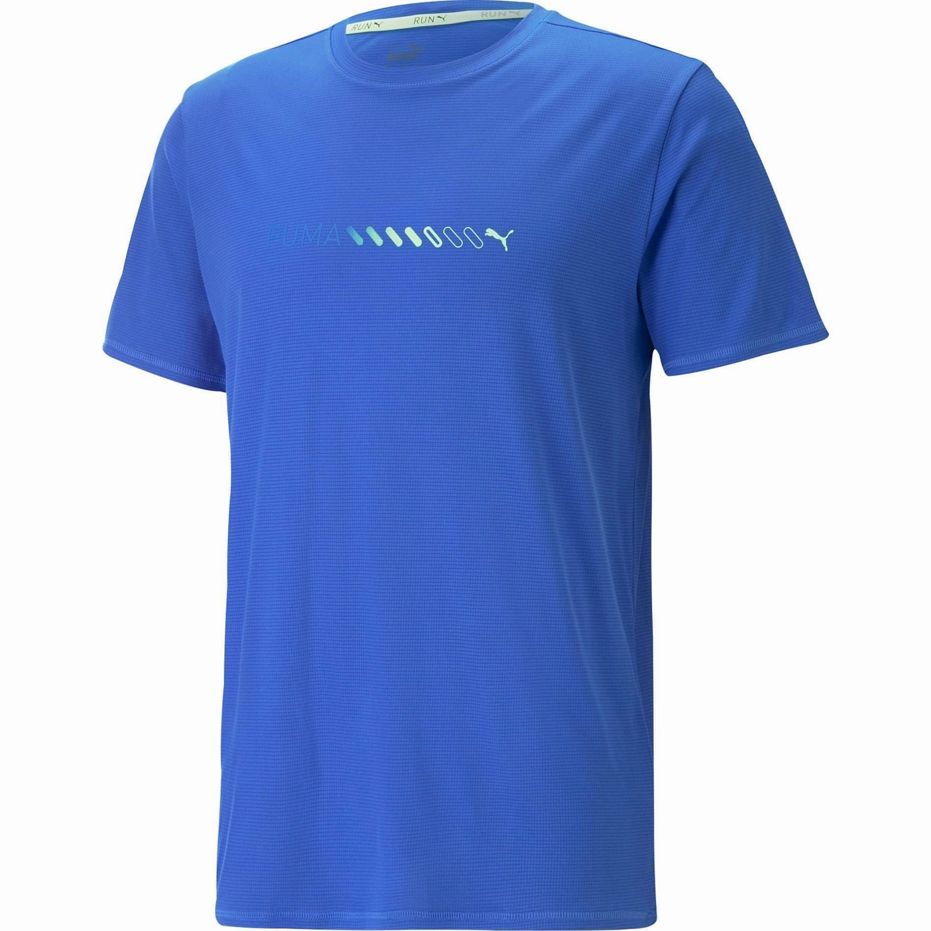 Puma Run Favourite Logo Short Sleeve Mens Running Top - Blue ComfortFirst