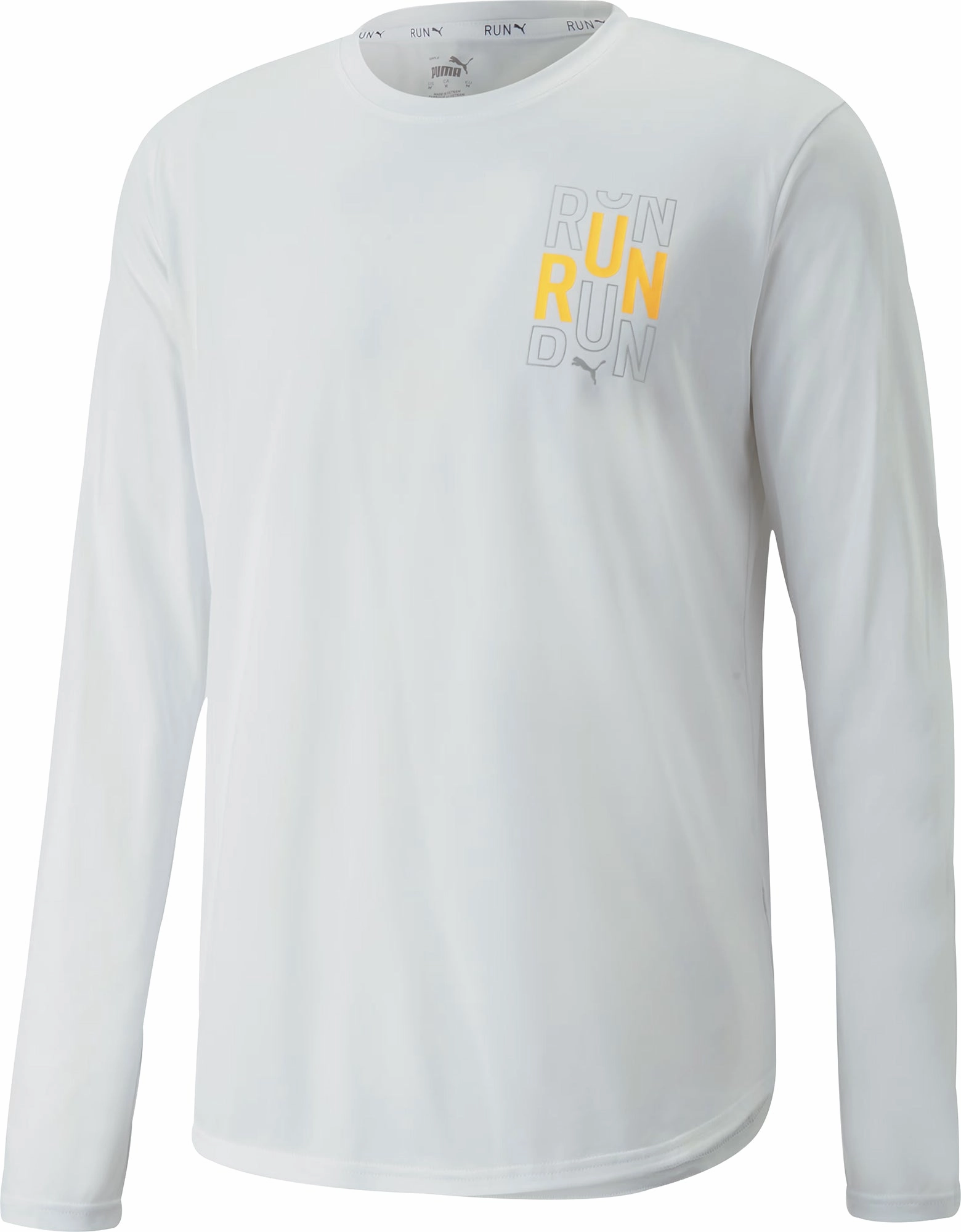 Puma Run Graphic Long Sleeve Mens Running Top - White Wallpaper Audio