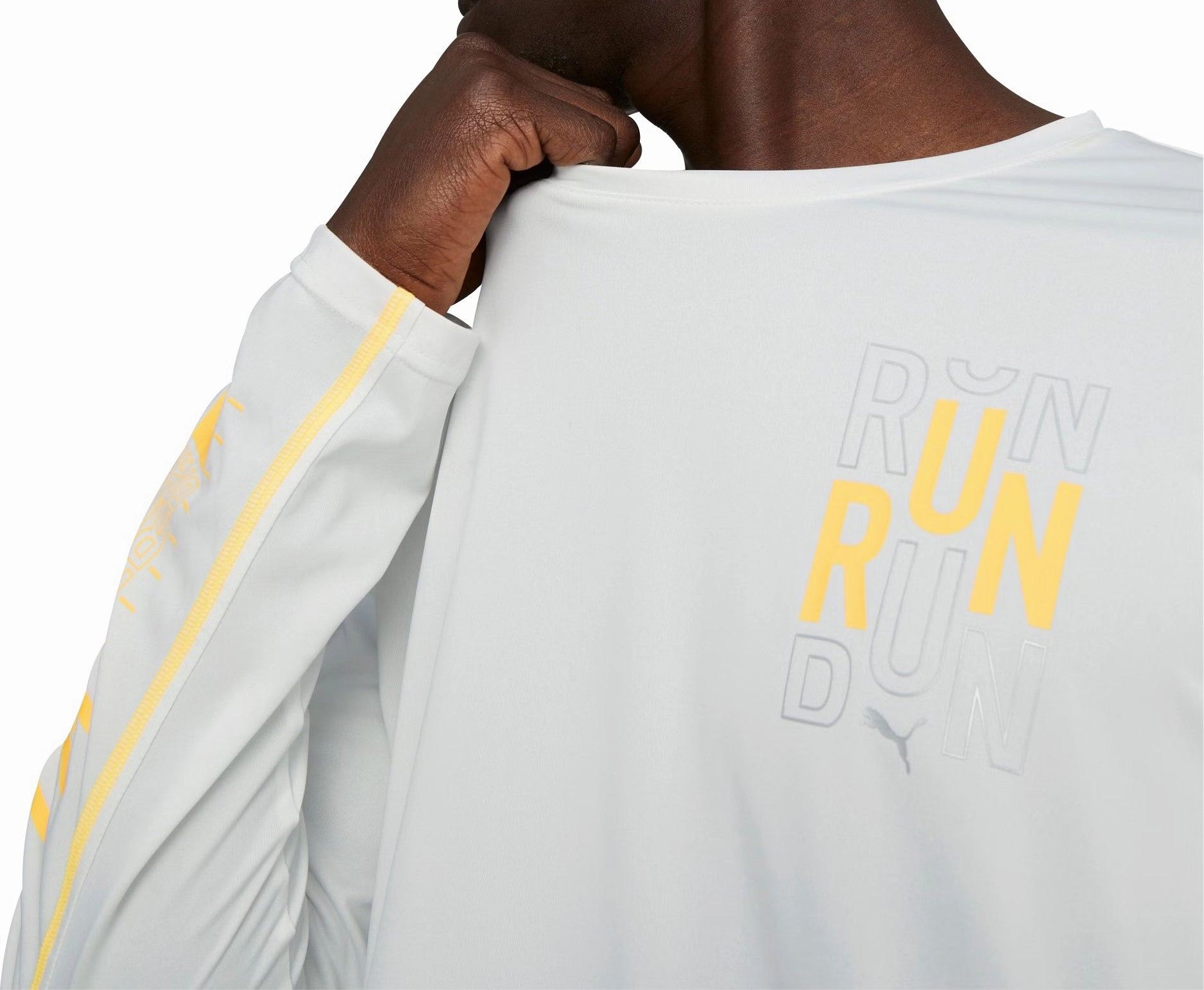 Puma Run Graphic Long Sleeve Mens Running Top - White Evening Event
