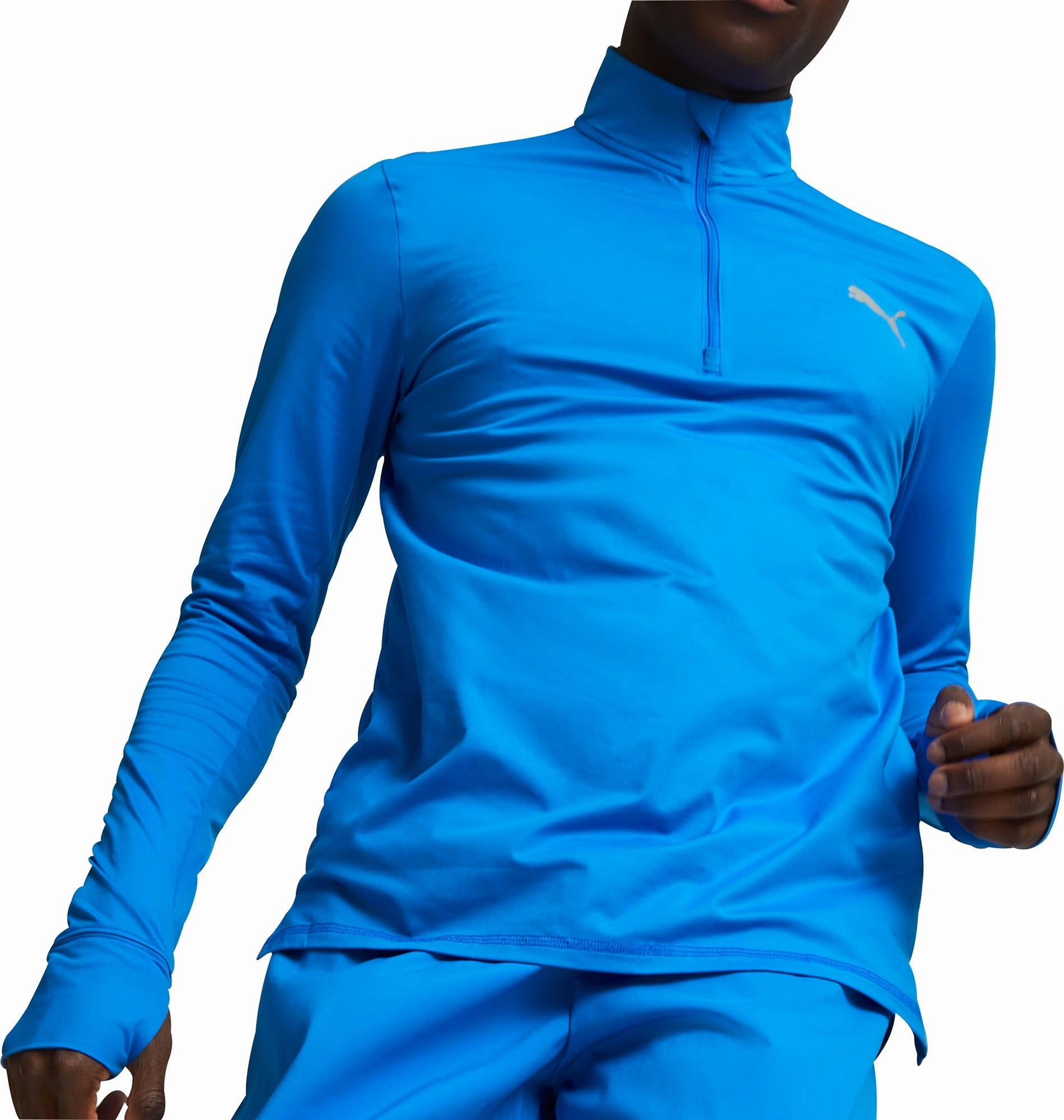 Vintage feel Puma Favourite Half Zip Long Sleeve Mens Running Top - Blue