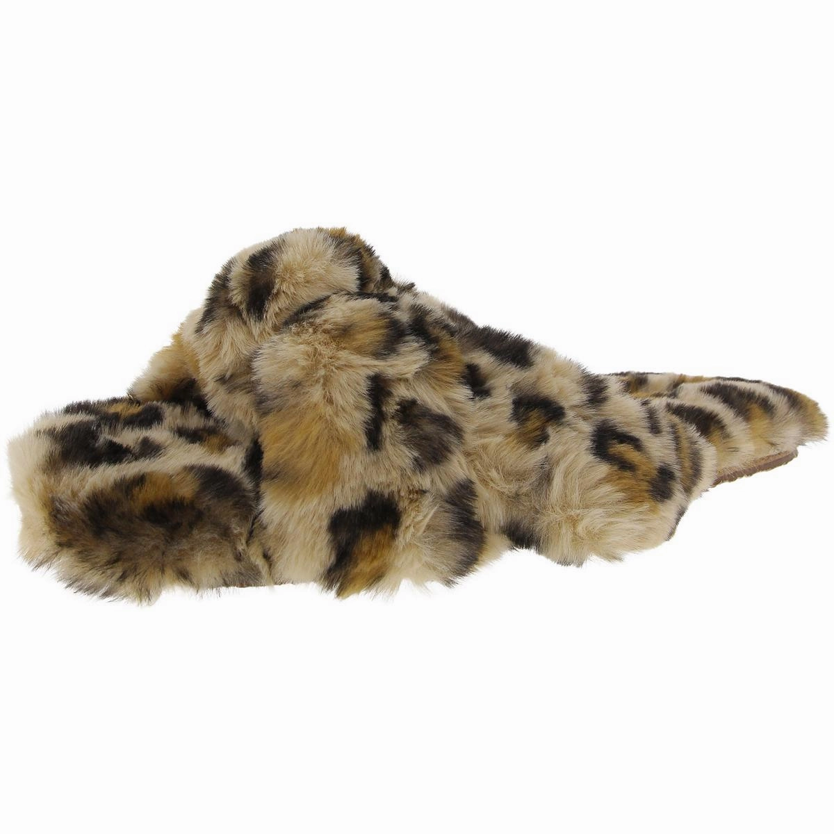 Twist Womens Animal Print Faux Fur Slide Slippers heel cup Simple Relax Fit