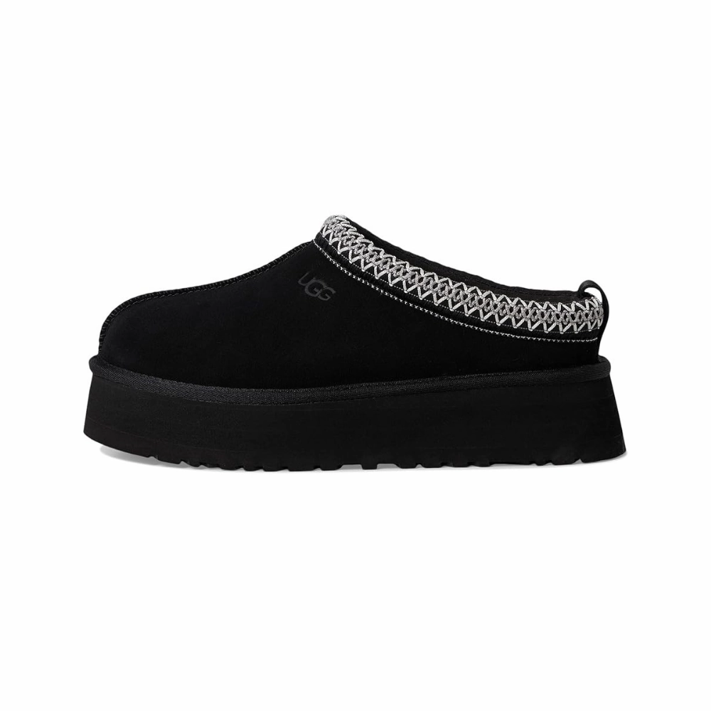 UGG Tazz II 1174471-BLK Slipper Women's Black Suede Faux Fur Platform GUG125 Good Arch Support