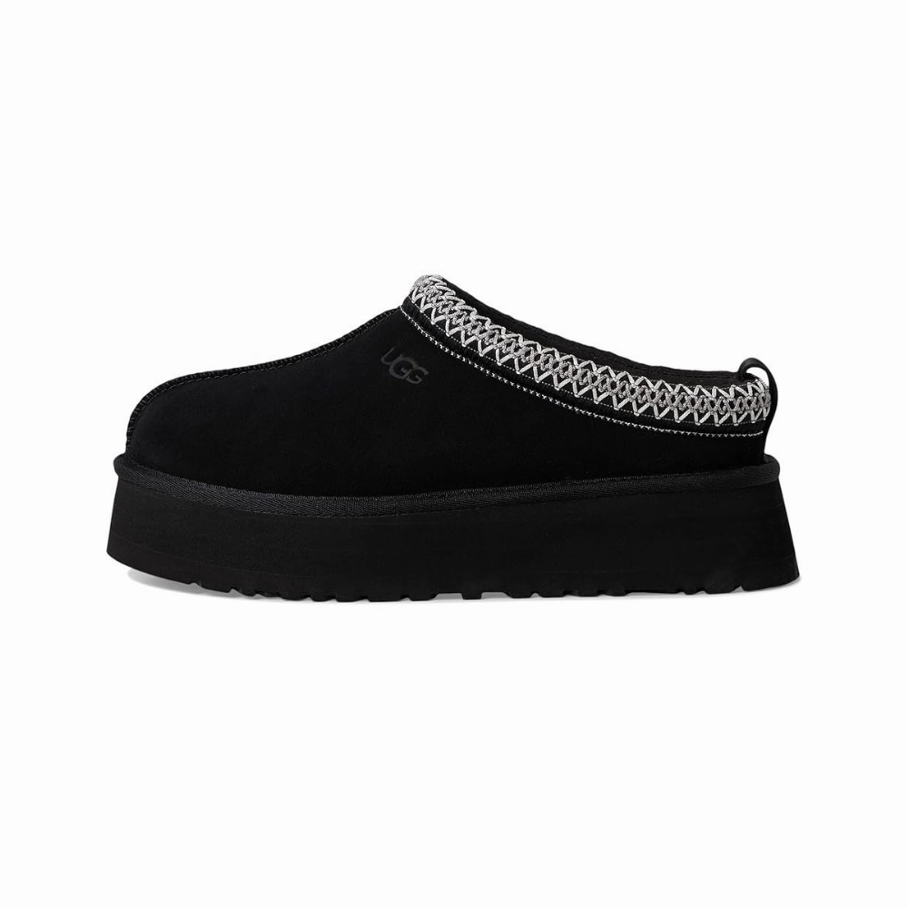 UGG Tazz II 1174471-BLK Slipper Women's Black Suede Faux Fur Platform GUG125 Fitness