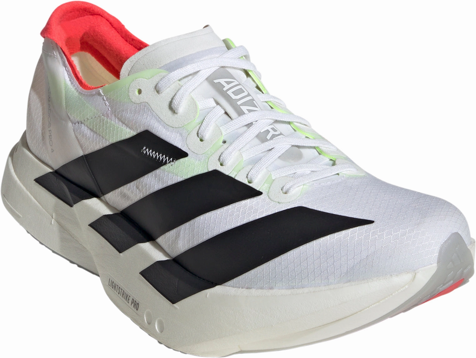 Comfortable Fit Around Heel Flexibility - improving adidas Adizero Adios Pro 4 Womens Running Shoes - White