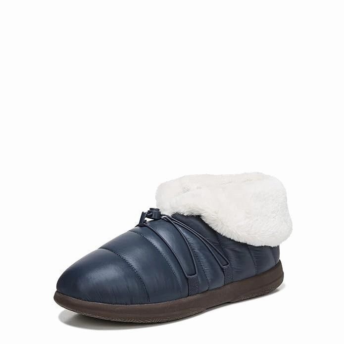 Vionic Gabrie Puffy Arch Supportive Slipper Women's Blue Faux Fur Cuff JOBB1596 Cushioned Footbed