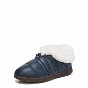 Vionic Gabrie Puffy Arch Supportive Slipper Women's Blue Faux Fur Cuff JOBB1596 Cushioned Footbed