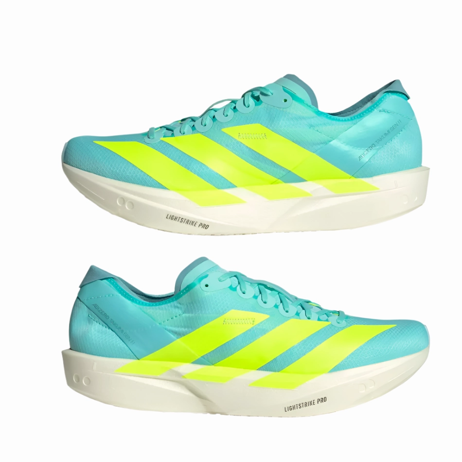 beginner - appropriate shoes morning running footwear Adidas Men's Takumi Sen 11 Running Shoes in Flash Aqua/Zero Metalic /Mint Ton AW25